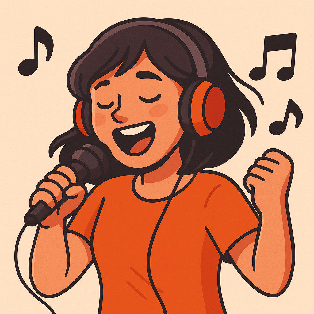 Girl singing at karaoke